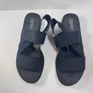 vtg 90's Esprit Black Elastic Summer Minimalist Sandals sz 9.5